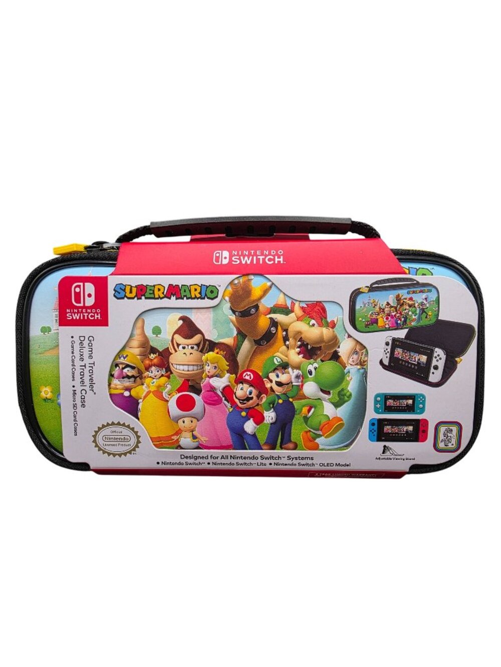 Nintendo Switch Super Mario Deluxe Travel Case Hard Shell Adjustable New